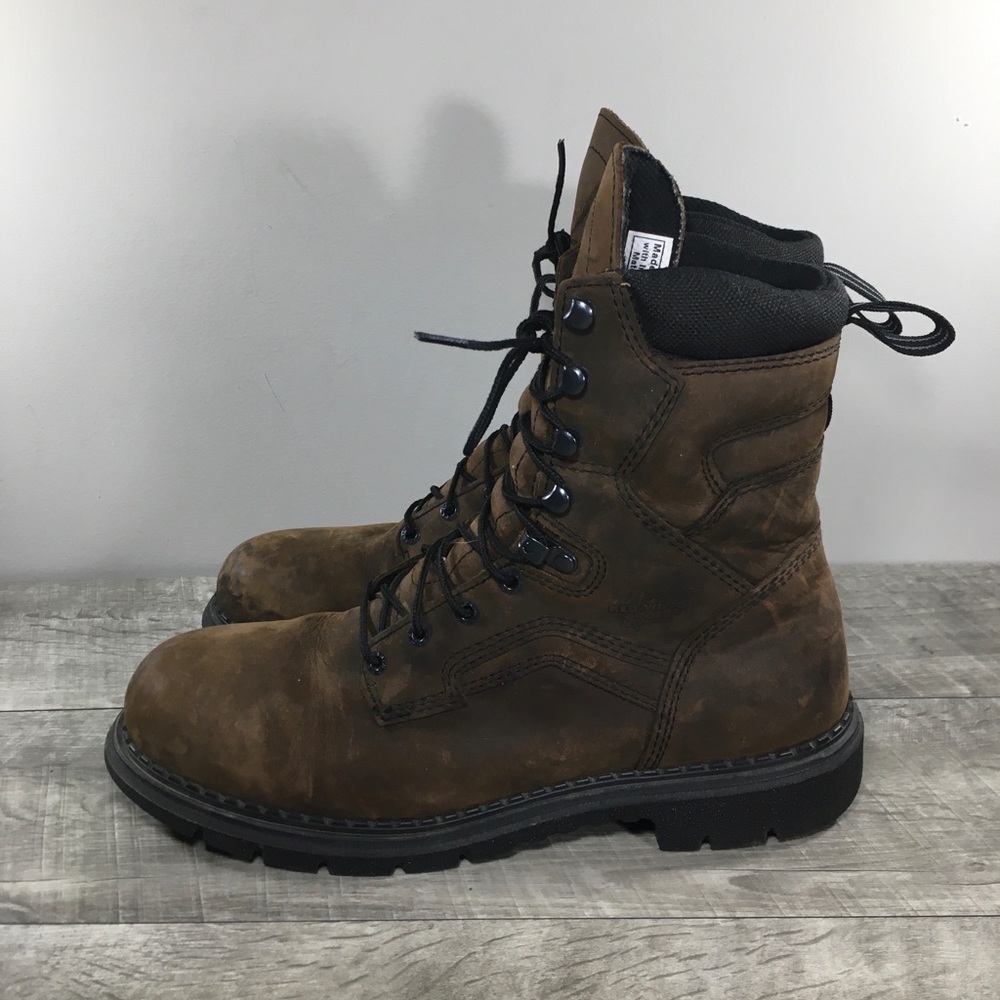 Red Wing Shoes Mens 414 Brown Leather Work Waterproof Dry Soft Toe Boots Size 12 - Picture 6 of 11
